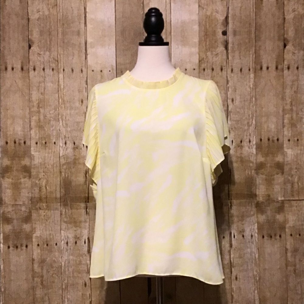 Nine West Yellow White‎ Blouse XL
